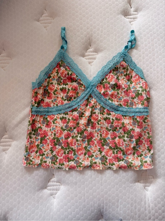 wild fable Tops - wild fable Floral Camisole with Aqua Trim